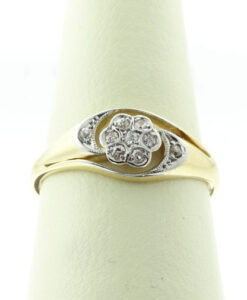 18ct Gold Diamond Daisy Swirl Cluster Ring c1900