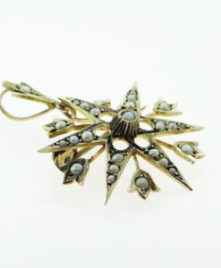 9ct Gold Seed Pearl Star Pendant c1900