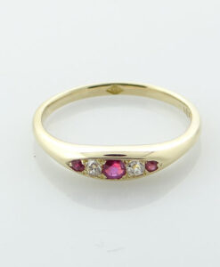 8ct Gold Ruby and Diamond Ring