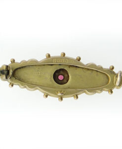 Antique 9ct Gold Ruby and Seed Pearl Brooch Chester 1914