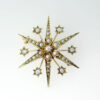 15ct Gold Diamond and Seed Pearl Star Brooch