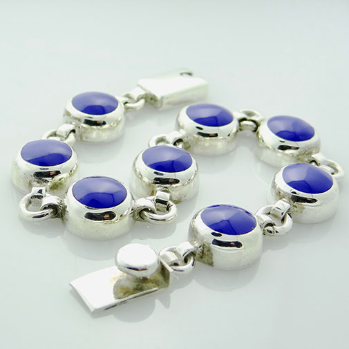 Sterling Silver Cobalt Blue Enamel Bracelet