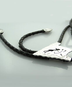 Vintage Silver and Leather Antonio Pineda Bola Tie