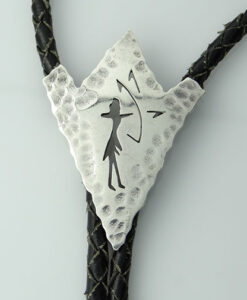 Silver and Leather Antonio Pineda Bola Tie