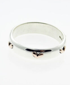 Sterling Silver & 9ct Gold Heart Ring By Linda MacDonald