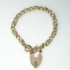 Antique 9ct Rose Gold Diamond and Turquoise Bracelet