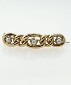 Antique 15ct Gold Pearl Suffragette Chain Brooch