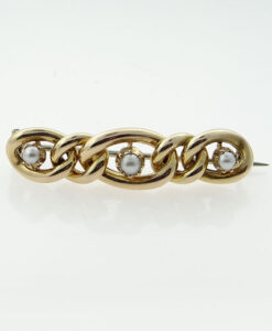 Antique 15ct Gold Pearl Suffragette Chain Brooch