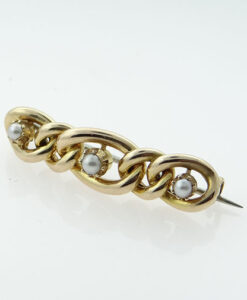 Antique 15ct Gold Pearl Suffragette Chain Brooch