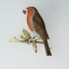 Vintage 9ct Gold Enamel Robin Brooch
