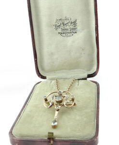 9ct Rose Gold Aquamarine and Seed Pearl Pendant