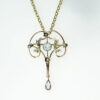 Antique 9ct Rose Gold Aquamarine and Seed Pearl Pendant