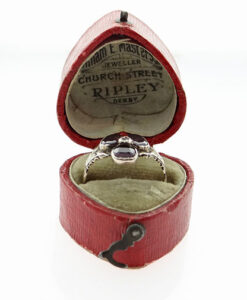 Antique red heart jewellery box