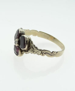 Gold Diamond and Almandine Garnet Ring c1800