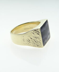 Gents 9ct Gold Blue John Stone Signet Ring