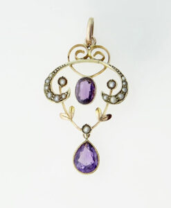 Amethyst and Seed Pearl Pendant c1900