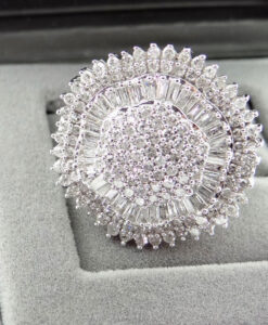 9ct White Gold Diamond Cluster Statement Ring