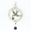 Antique 9ct Rose Gold Amethyst and Pearl Swallow Pendant c1900