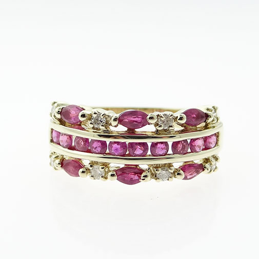 9ct Gold Diamond and Ruby Band Ring