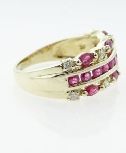 9ct Gold Diamond and Ruby Band Ring
