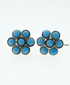 9ct Gold Turquoise Cluster Earrings