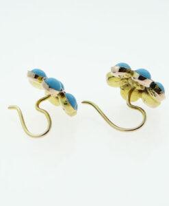 9ct Gold Turquoise Cluster Earrings
