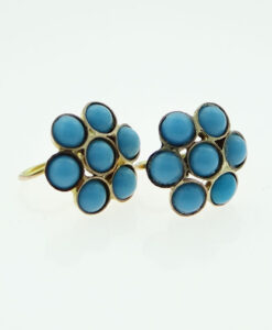 Gold Turquoise Cluster Earrings
