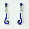 Silver Blue Enamel Swirl Drop Earrings by Los Ballesteros