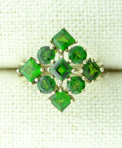 9ct Gold Russian Diopside Cluster Ring