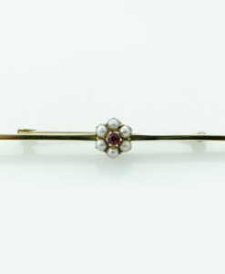 Antique 15ct Gold Pearl & Almandine Garnet Brooch
