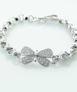 Ladies Sterling Silver CZ Butterfly Belcher Bracelet