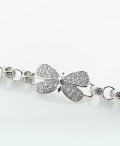 Ladies Sterling Silver CZ Butterfly Belcher Bracelet