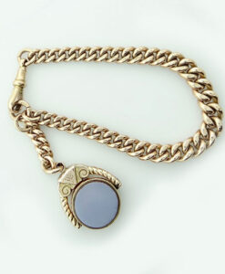 Antique 9ct Rose Gold Albert Bracelet with Bloodstone Fob