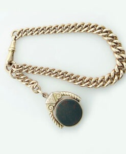 Antique 9ct Rose Gold Albert Bracelet with Bloodstone Fob