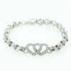 Ladies Sterling Silver Double Love Heart Belcher Bracelet