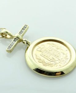 9ct Gold Diamond 2002 Half Sovereign Pendant