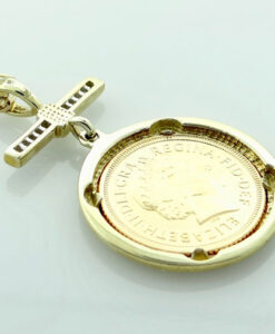 9ct Gold Diamond 2002 Half Sovereign Pendant