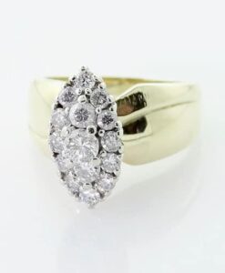 14K Gold Exquisite Diamond Cluster Ring 1.00ct