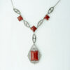Vintage Sterling Silver Carnelian and Marcasite Necklace