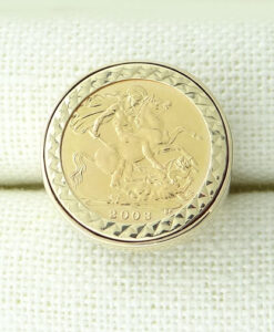 9ct Gold 2003 Half Sovereign Coin Ring