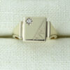 Vintage 9ct Gold Diamond Signet Ring hallmarked 1960