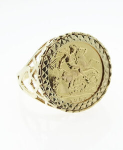 9ct Gold Mount Ring with 1982 Half Sovereign Coin