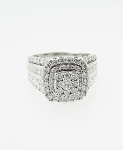 White Gold Diamond Cluster Statement Ring