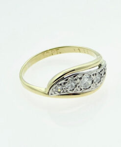 Vintage 18ct Gold & Platinum Five Stone Diamond Swirl Ring