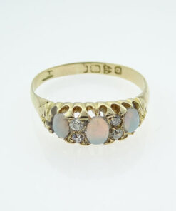Antique 18ct Gold Diamond & Opal Ring Hallmarked Chester 1899