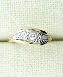18ct Gold & Platinum Five Stone Diamond Swirl Ring