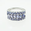 9ct White Gold Tanzanite Cluster Band Ring