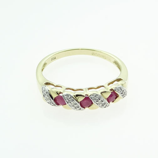 Gold Ruby and Diamond Band Ring