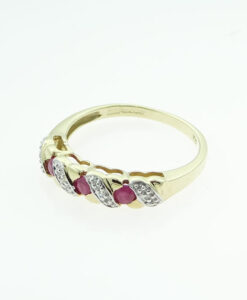 9ct Gold Ruby and Diamond Band Ring