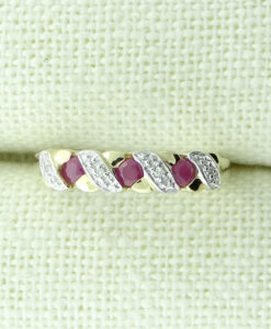 9ct Gold Ruby and Diamond Band Ring
